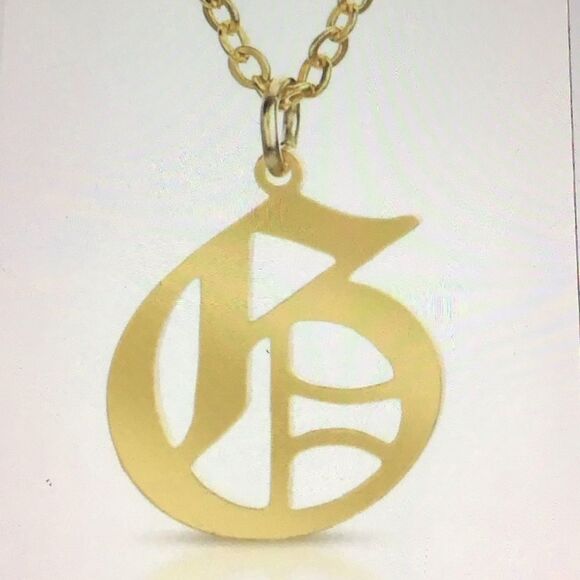 farrah b. GOTHIC MI VIDA OLD ENGLISH “G” INITIAL NECKLACE - 16K Gold Plated - Picture 1 of 5